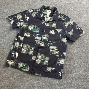 Disney Shirt Mens Small Black Skeleton Halloween Button Up Graphic Print